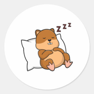 Sticker Rond Hamster avec Coussin