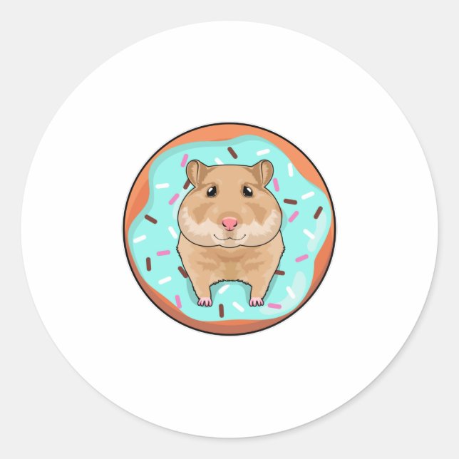 Sticker Rond Hamster avec Donut (Devant)