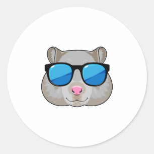 Sticker Rond Hamster avec lunettes de soleil