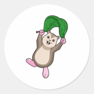Sticker Rond Hamster avec parachute