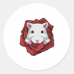 Sticker Rond Hamster avec Rose