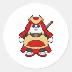 Sticker Rond Hamster en guerrier avec Armor