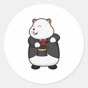 Sticker Rond Hamster en magicien avec baguette magique et Casqu