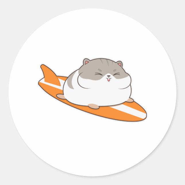 Sticker Rond Hamster en surfeur avec Surfer (Devant)