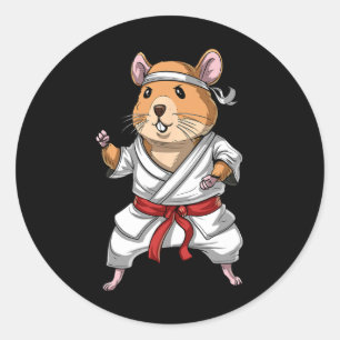 Sticker Rond Hamster Karate Ninja Jiu-jitsu Judo Taekwondo Mart