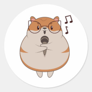 Sticker Rond Hamster - Musique avec microphone