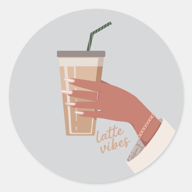 Sticker Rond Hand Holding A Cup Of Coffee (Devant)