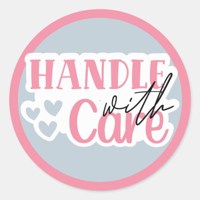 Sticker Rond Handicap Avec Soin - Fragile (Devant)