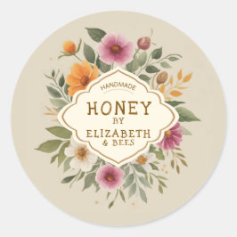 Sticker Rond Handmade Honey