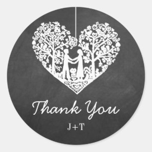 Sticker Rond Hanging Heart Tree Chalkboard Mariage Collection