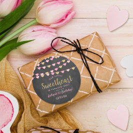 Sticker Rond Hanging Love Hearts Petit Amoureux Anniversaire