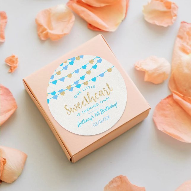 Sticker Rond Hanging Love Hearts Petit Amoureux Anniversaire (Créateur téléchargé)