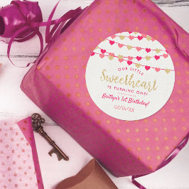 Sticker Rond Hanging Love Hearts Petit Amoureux Anniversaire