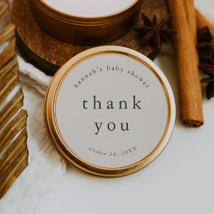 Sticker Rond HANNAH Vintage unique Merci de Baby shower simple