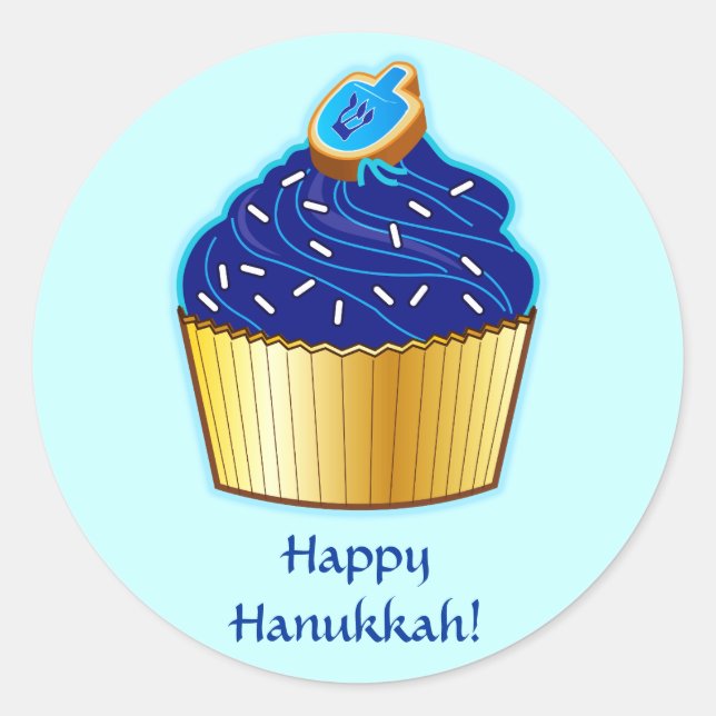Sticker Rond Hanoukka heureuse : Cupcake avec Cookie (Devant)