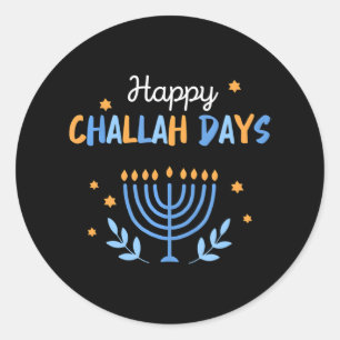 Sticker Rond Hanoukka Joyeux Jours de Challah Drôle Joyeux jume