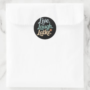 Sticker Rond Hanoukka Live Laugh Latke Funny Holiday Family