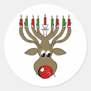 Sticker Rond Hanoukka Reindeer