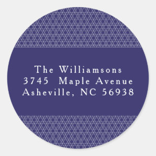 Sticker Rond Hanoukka Star Lines Blue Return Adresse