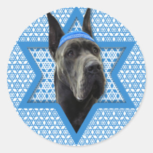 Sticker Rond Hanoukka Star of David - Great Dane - Grey