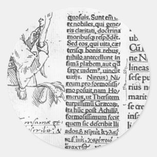 Sticker Rond Hans Holbein - illustration marginale pour Erasmus