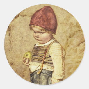 Sticker Rond Hansel Avec Pomme Dorée