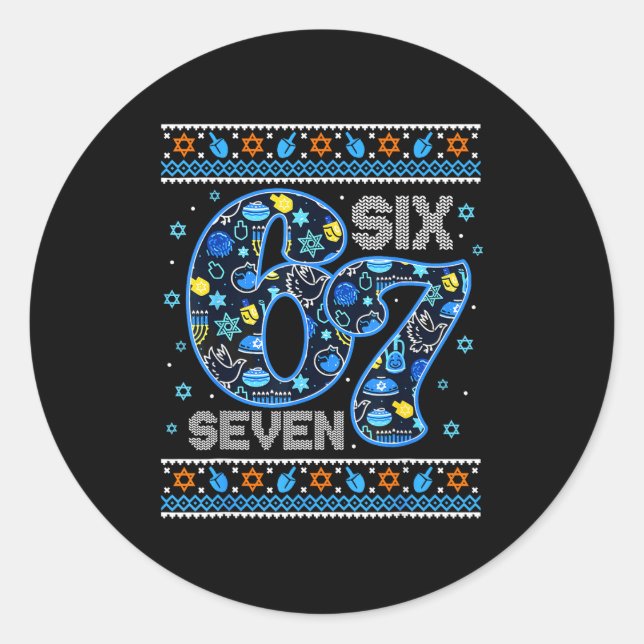 Sticker Rond Hanukkah 67 Festive Dreidel Ugly Sweater For Men W (Devant)