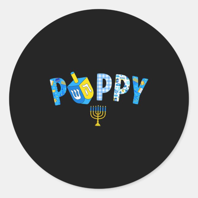 Sticker Rond Hanukkah Dreidel Matching Family Party Pajama Ppy  (Devant)