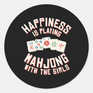 Sticker Rond Hapess Jouer Mahjong Avec