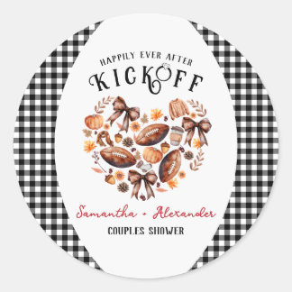 Sticker Rond Happily After Kickoff Fall Tailgate Couples Shower