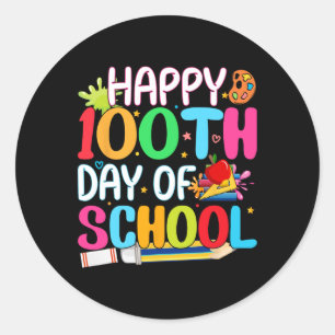 Sticker Rond Happy 100e Jour de l'Âge de l'École