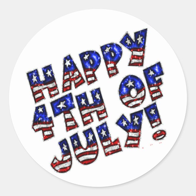 Sticker rond/Happy 4 juillet (Devant)