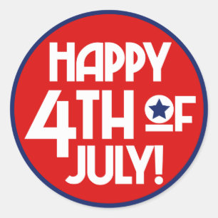 Sticker Rond Happy 4 juillet mot collant de fête d'art
