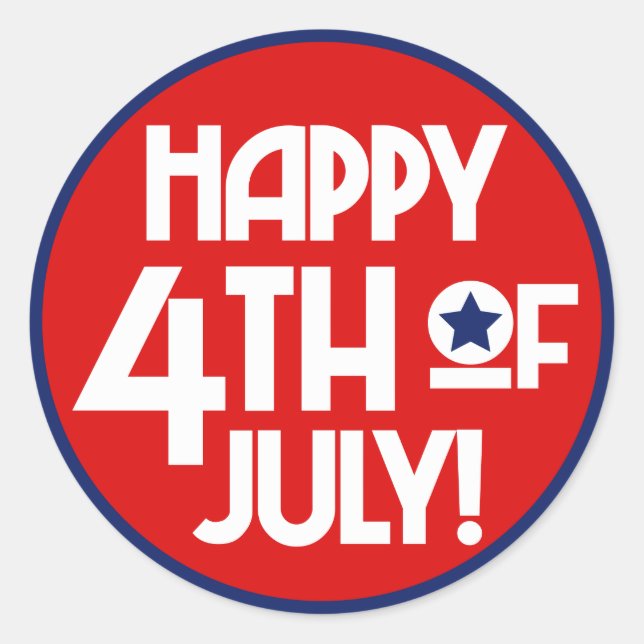 Sticker Rond Happy 4 juillet mot collant de fête d'art (Devant)