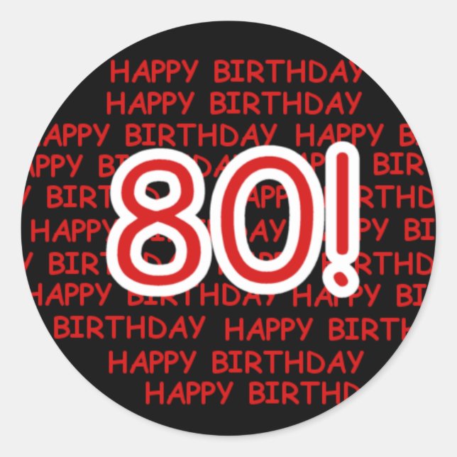 Sticker Rond Happy 80th Birthday (Devant)