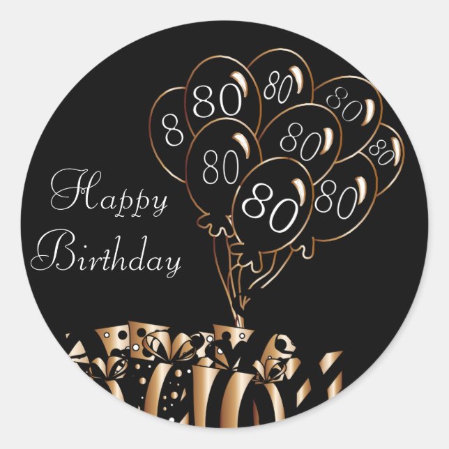 Sticker Rond Happy 80th Birthday (Devant)