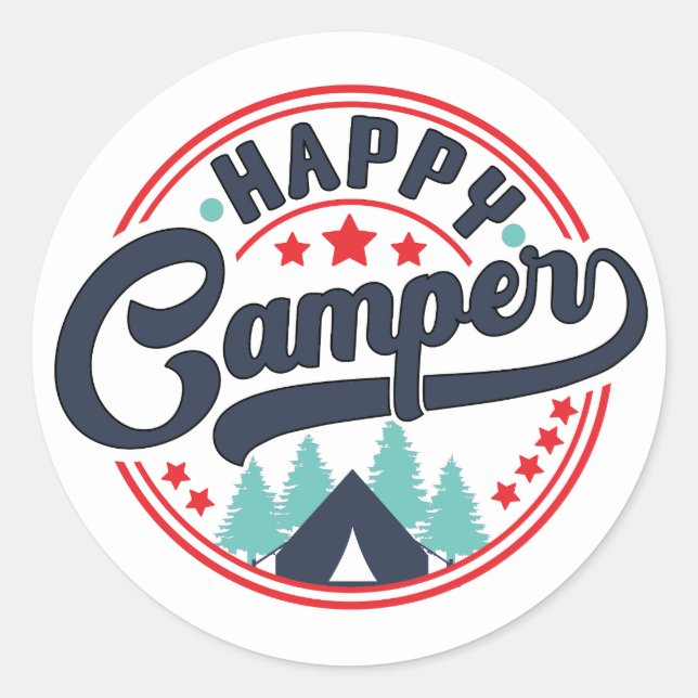 Sticker Rond Happy Camper (Devant)