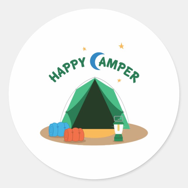 Sticker Rond Happy Camper (Devant)