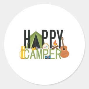 Sticker Rond Happy Camper - Camping Lover Design
