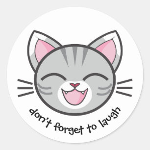 Sticker Rond Happy Cat motive quelqu'un à rire