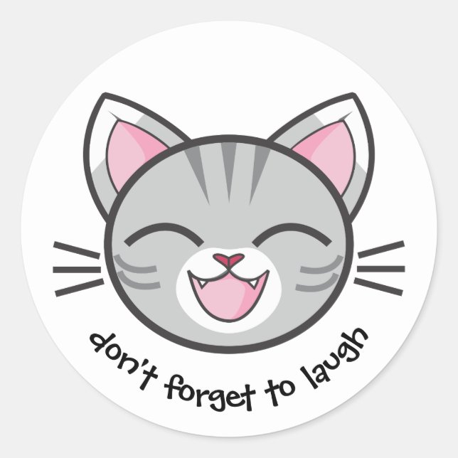 Sticker Rond Happy Cat motive quelqu'un à rire (Devant)