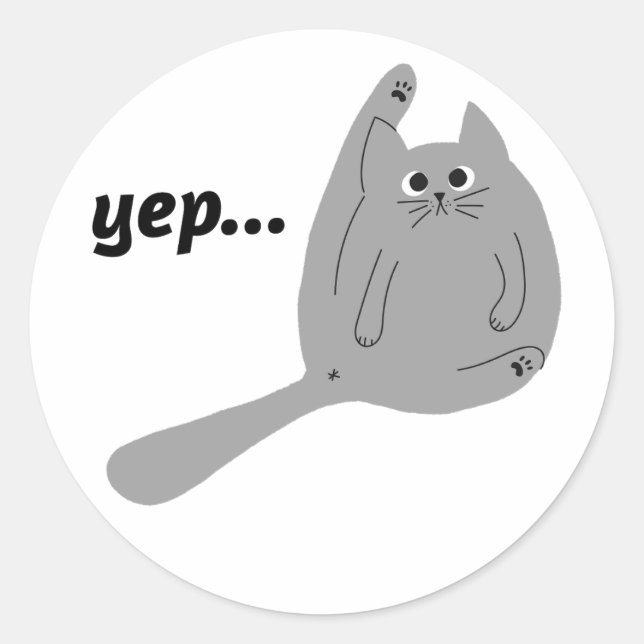 Sticker Rond Happy Chat Stretching Kitten Avec Jambe Haute (Devant)