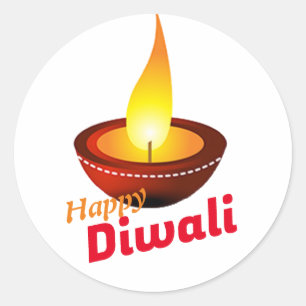 Sticker Rond Happy Diwali deepak