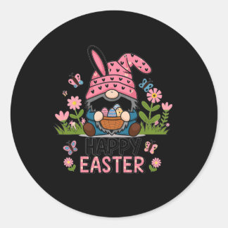 Sticker Rond Happy Easter Day 2025 Bunny Gnome 
