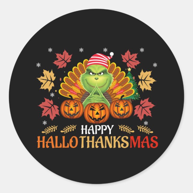 Sticker Rond happy hallo thanksmas (Devant)