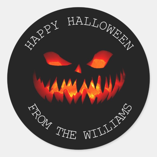 Sticker Rond Happy Halloween Citrouille Éffrayant Horreur Horre (Devant)