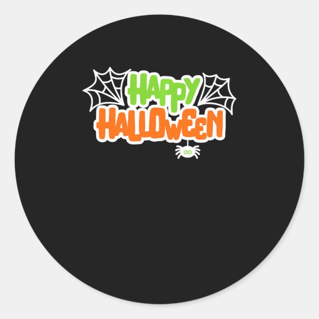 Sticker Rond Happy Halloween coloré mignon araignée Web (Devant)