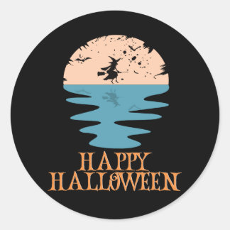 Sticker Rond Happy Halloween drôle caractère Déplaisant