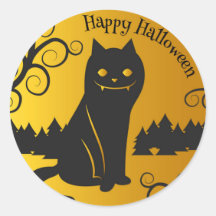 Happy Halloween Éffrayant Chat noir | Sceau à coll