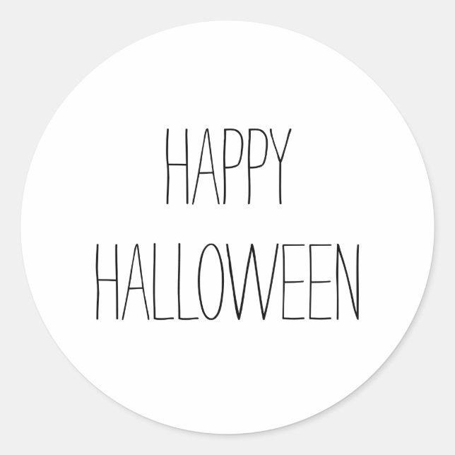 Sticker Rond Happy Halloween noir et blanc éffrayant manuscrit (Devant)
